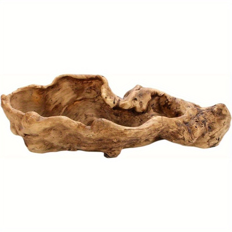 Maceta de resina efecto madera