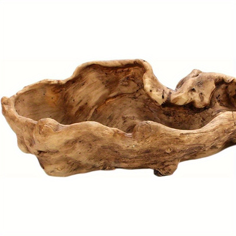 Maceta de resina efecto madera