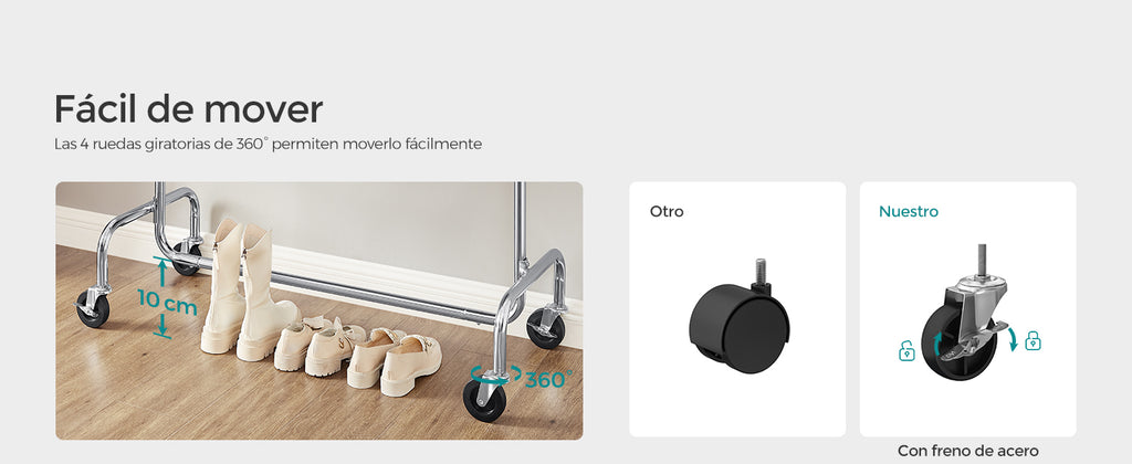 Perchero metálico con ruedas