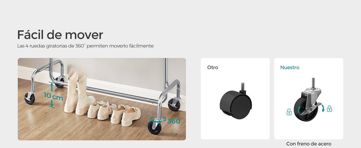 Perchero metálico con ruedas