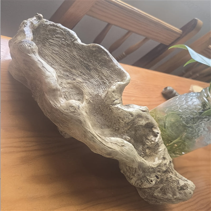 Maceta de resina efecto madera