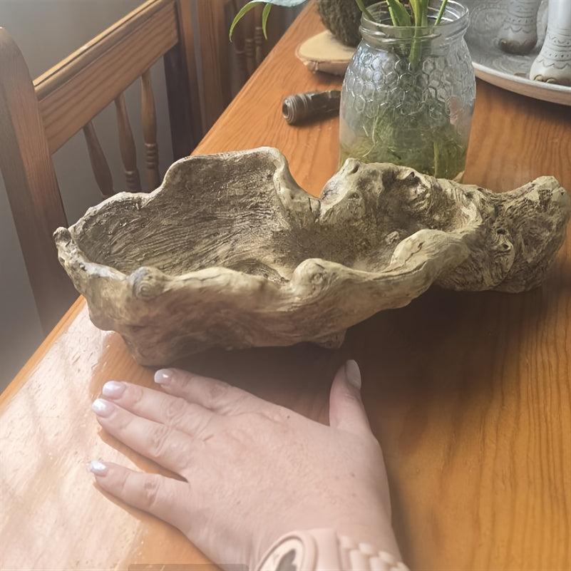 Maceta de resina efecto madera