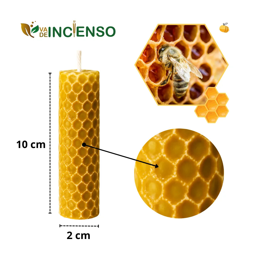 Velas de cera de abeja artesanales (12 uds.)
