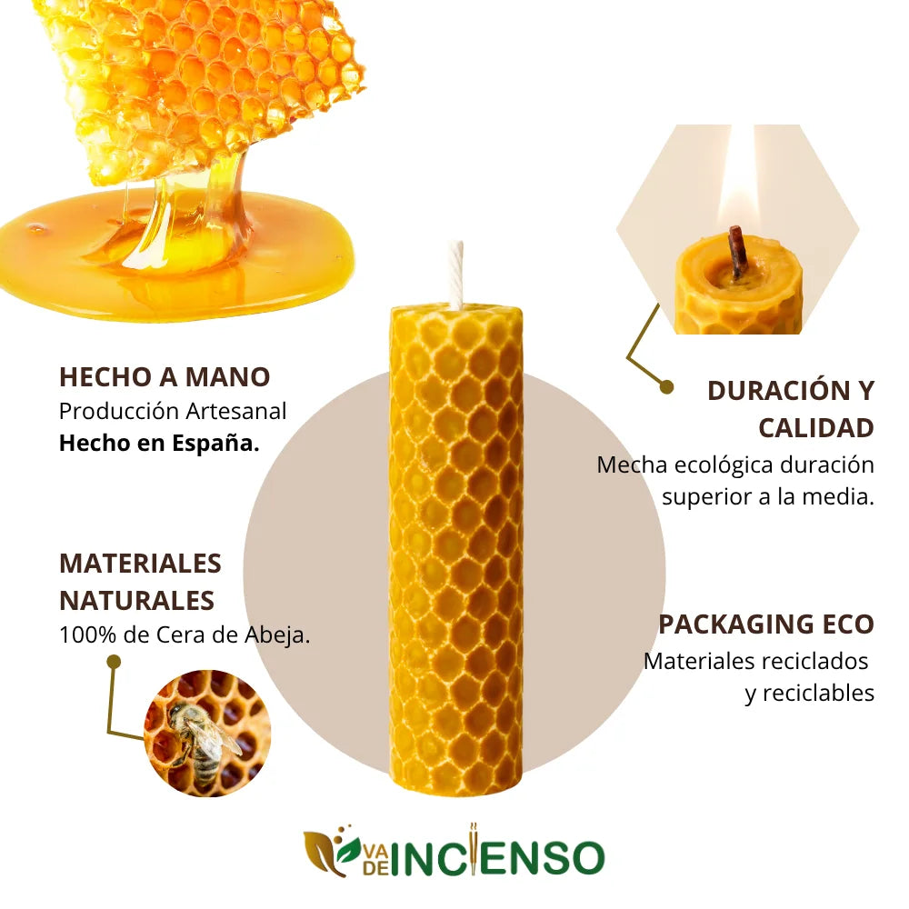 Velas de cera de abeja artesanales (12 uds.)
