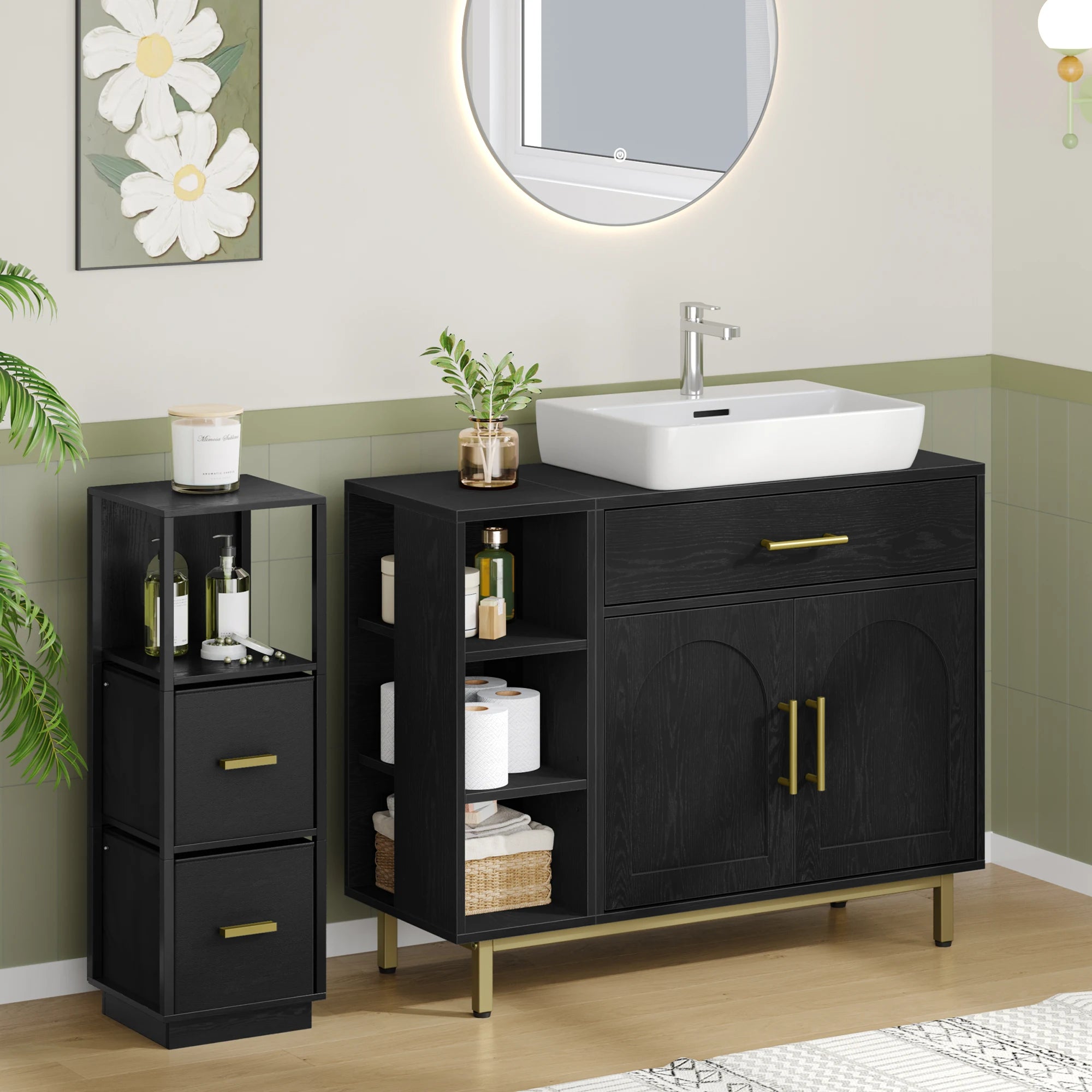 Mueble bajo lavabo con cajón y estantes