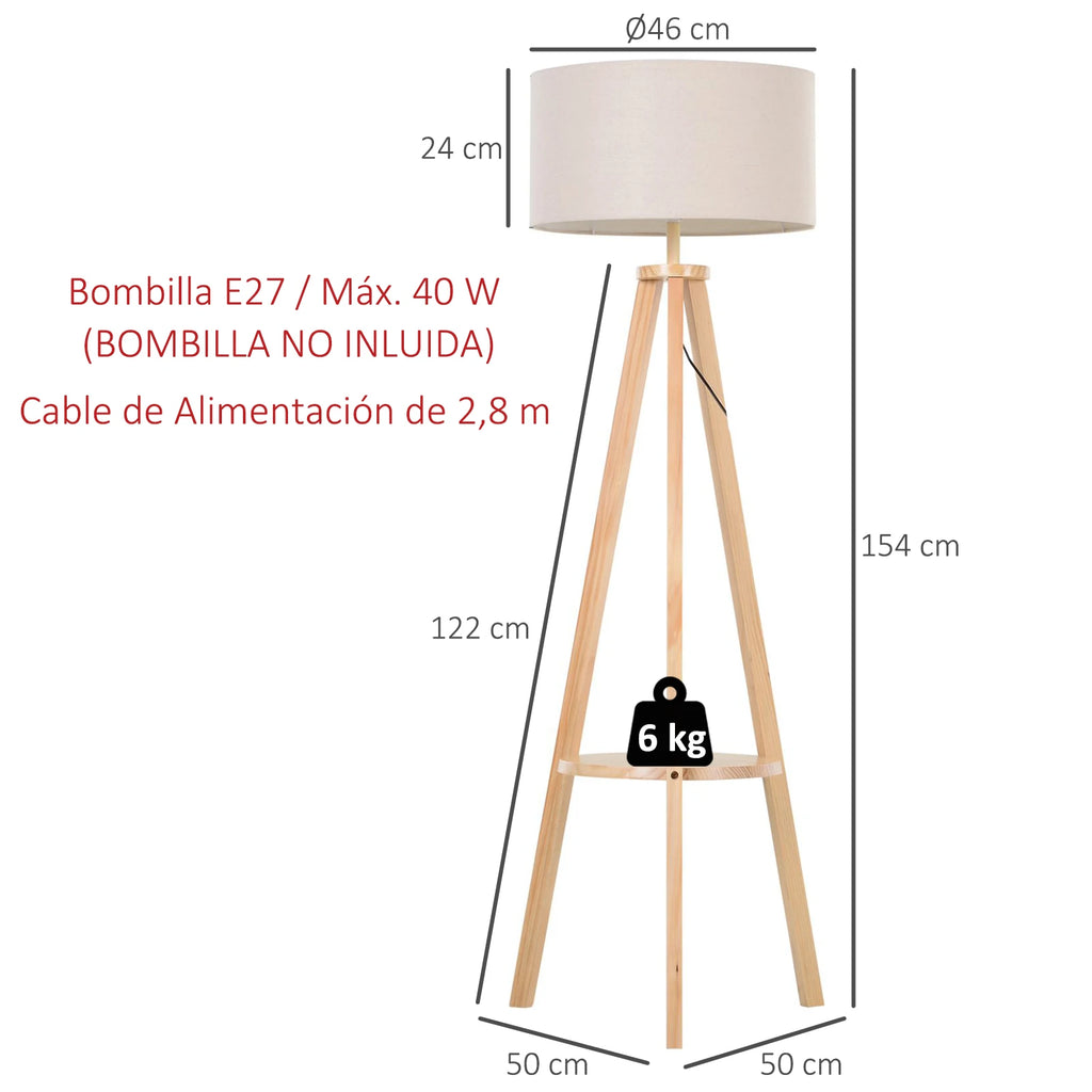 Lámpara de pie con estante