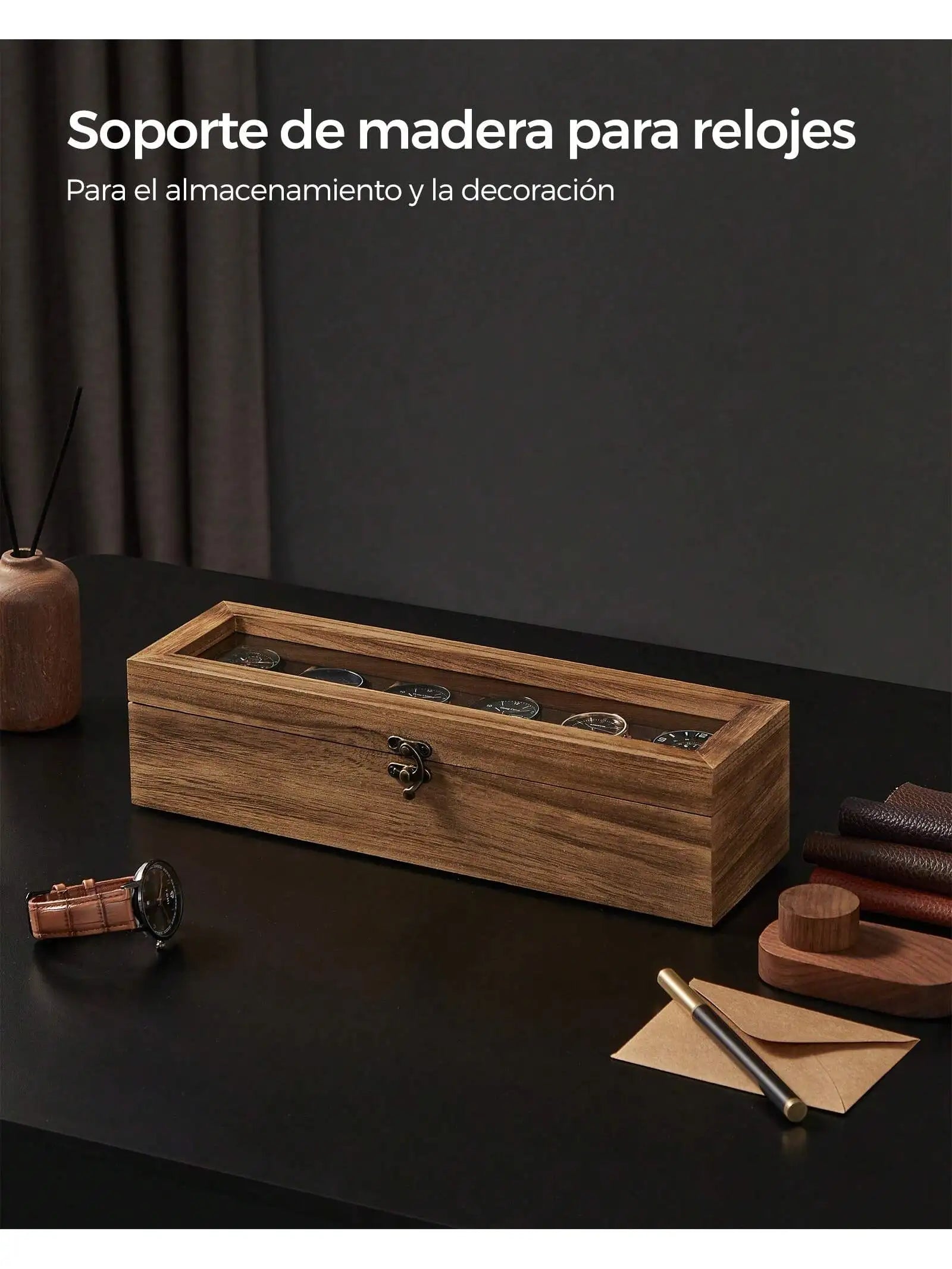 Caja organizadora para relojes de madera