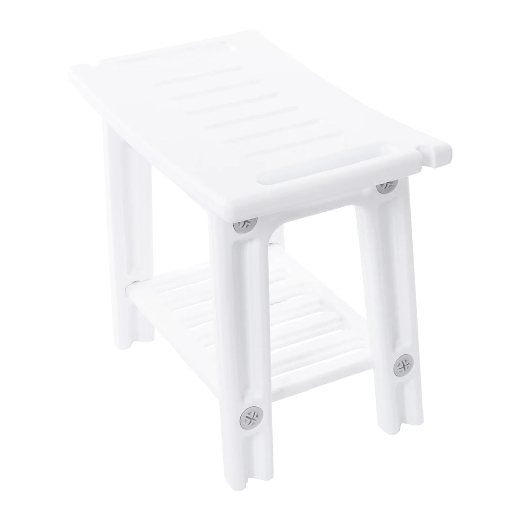 Banco de ducha con estante