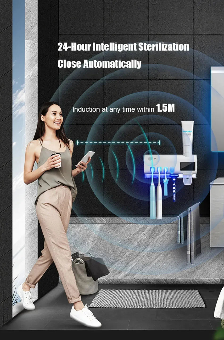 Esterilizador de cepillos con dispensador automático