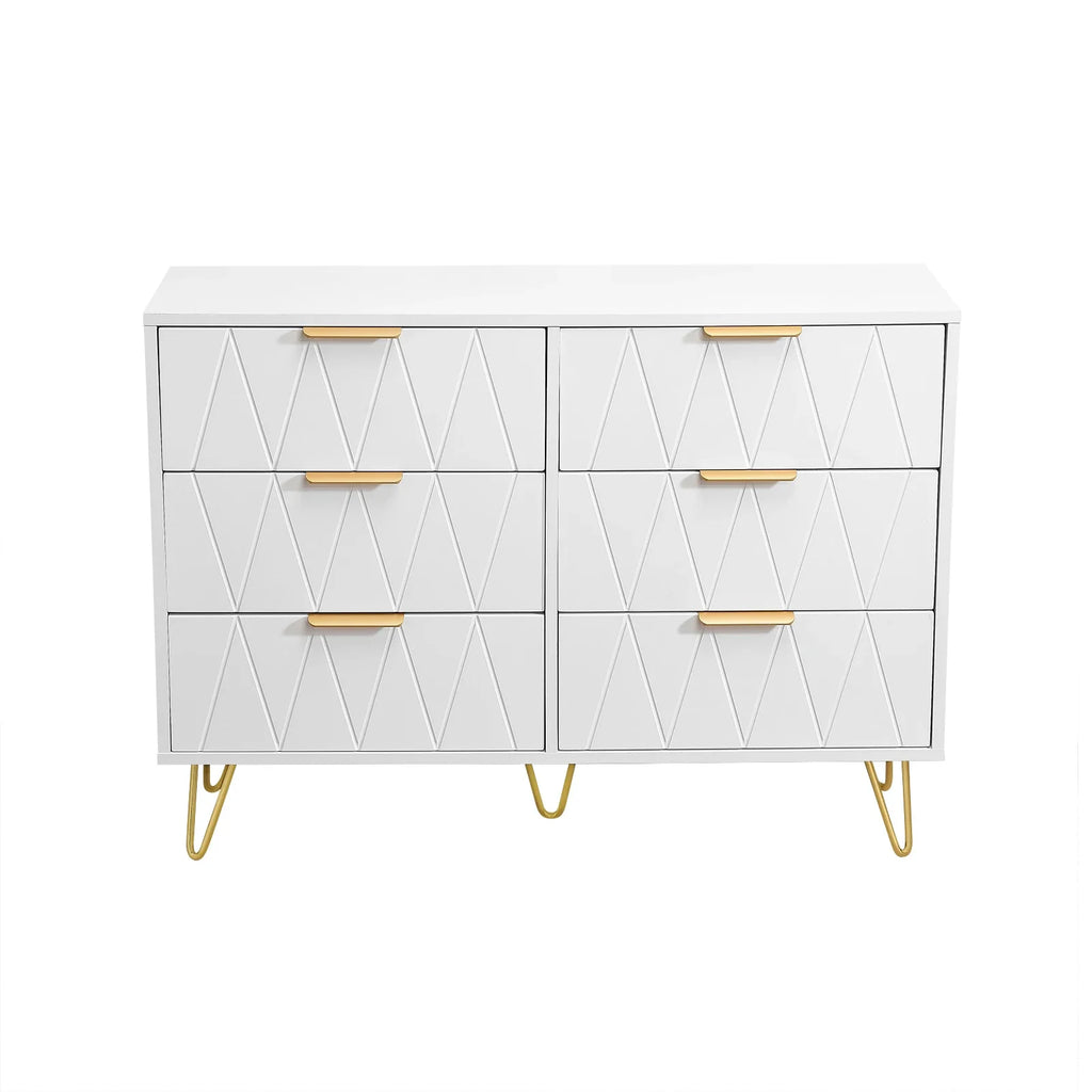 Cómoda blanca con 6 cajones