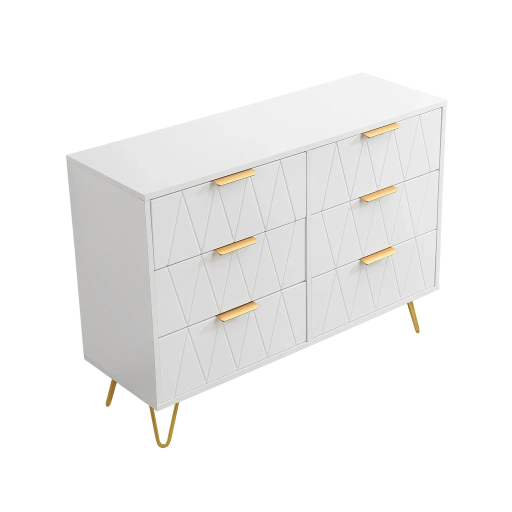 Cómoda blanca con 6 cajones