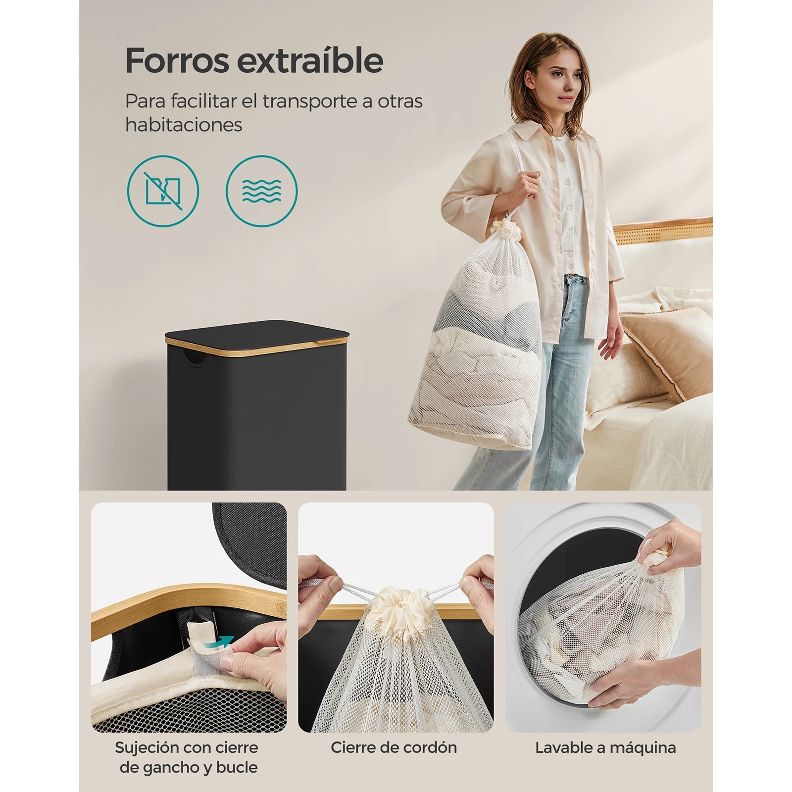 Cesto de ropa de 90L