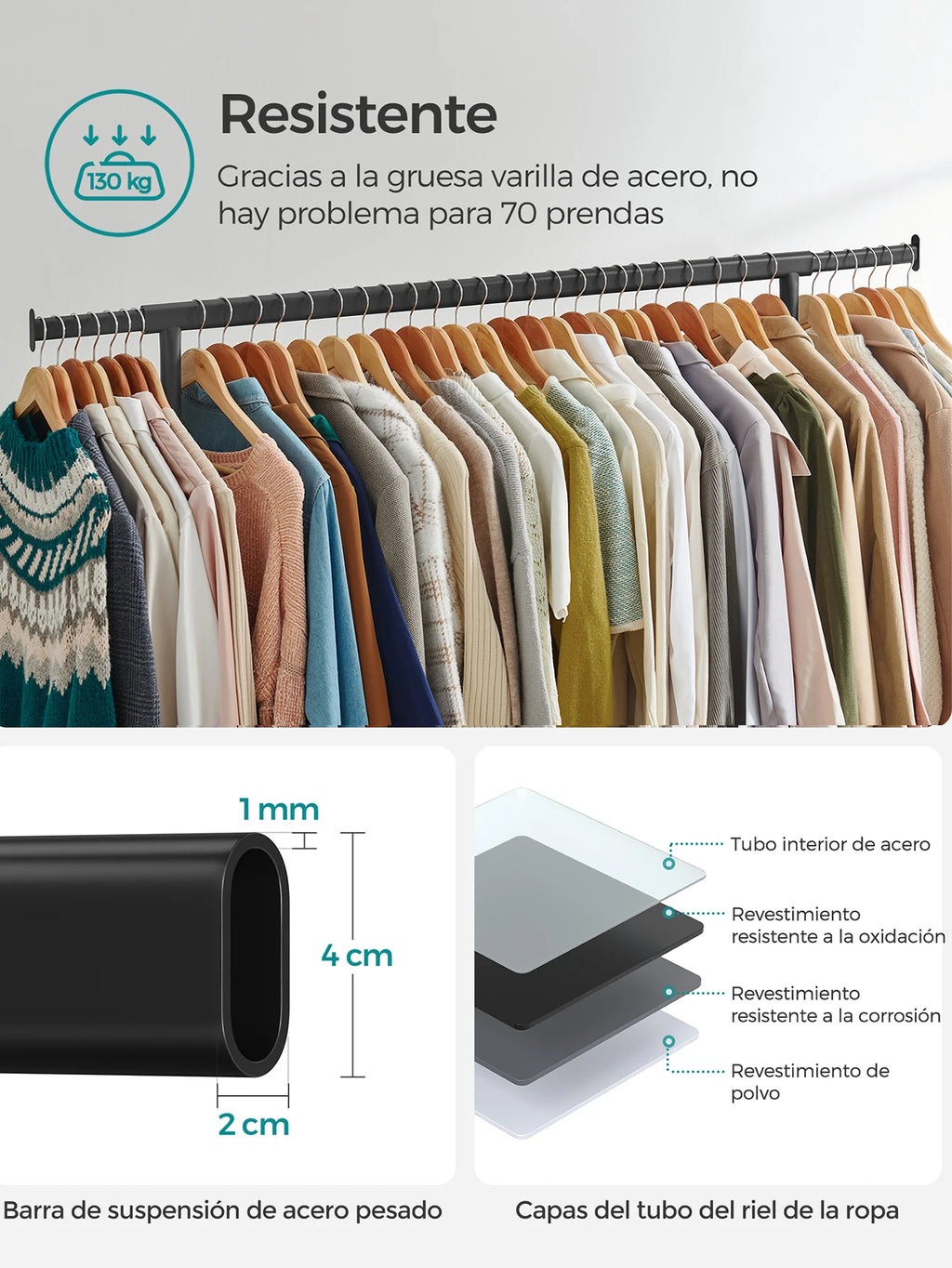 Perchero metálico con ruedas