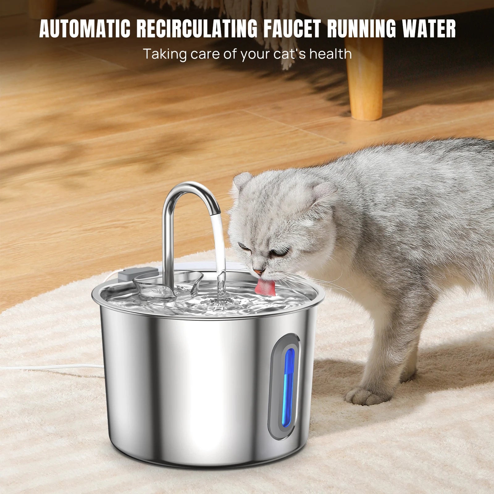 Fuente de acero inoxidable para gatos