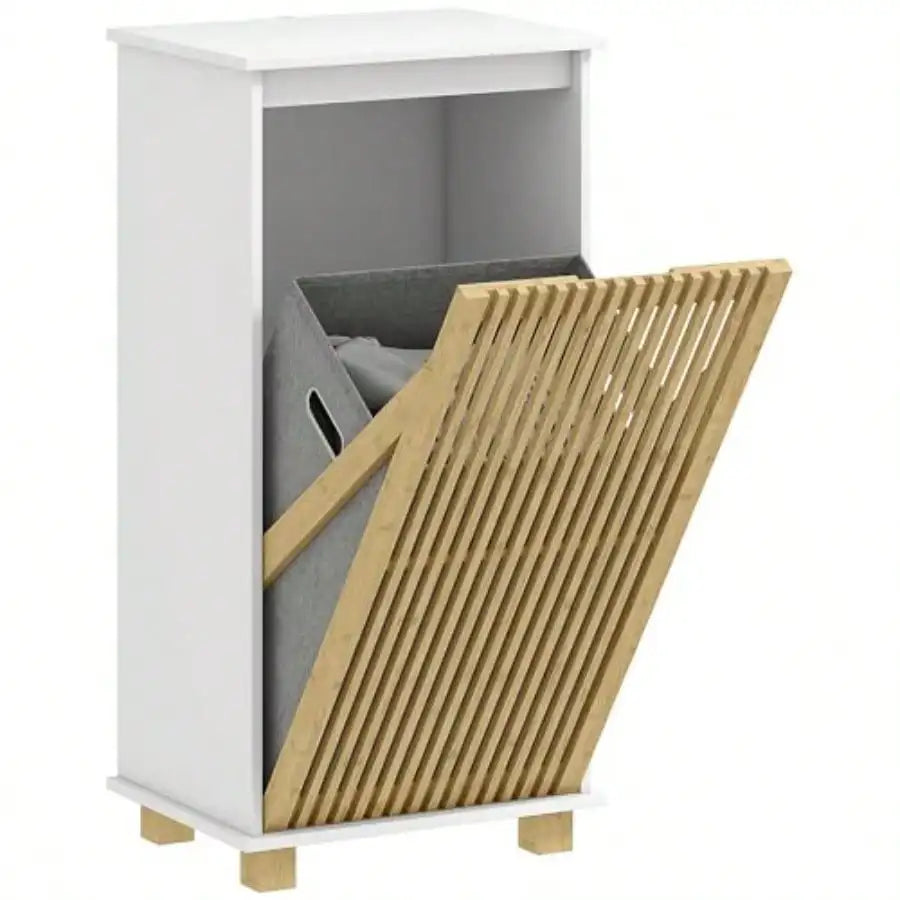 Mueble de baño con cesta de bambú