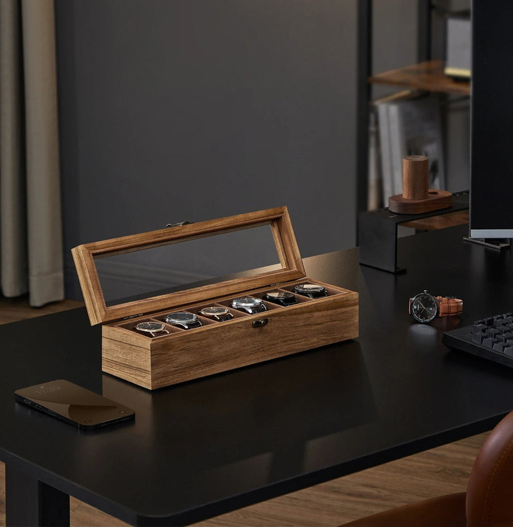 Caja organizadora para relojes de madera