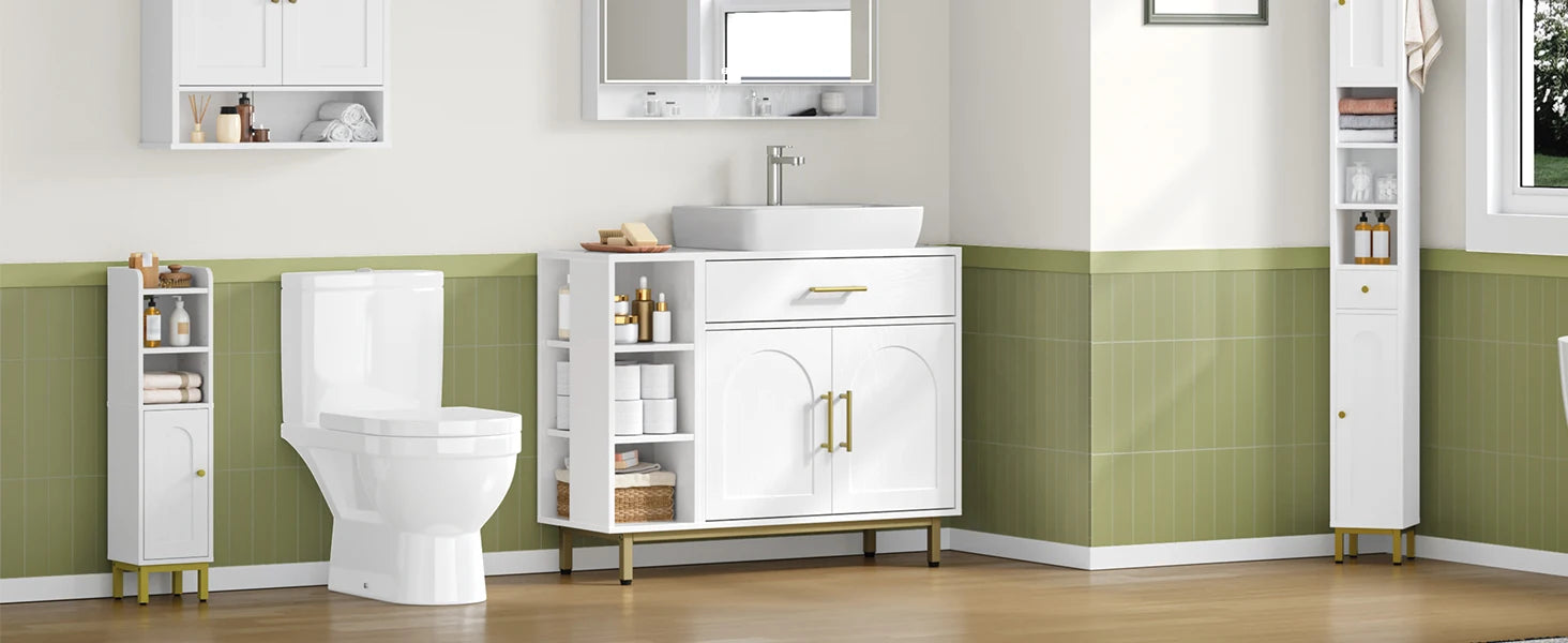 Mueble bajo lavabo con cajón y estantes