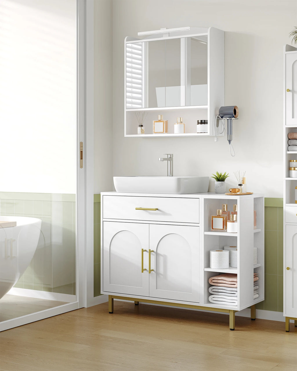 Mueble bajo lavabo con cajón y estantes