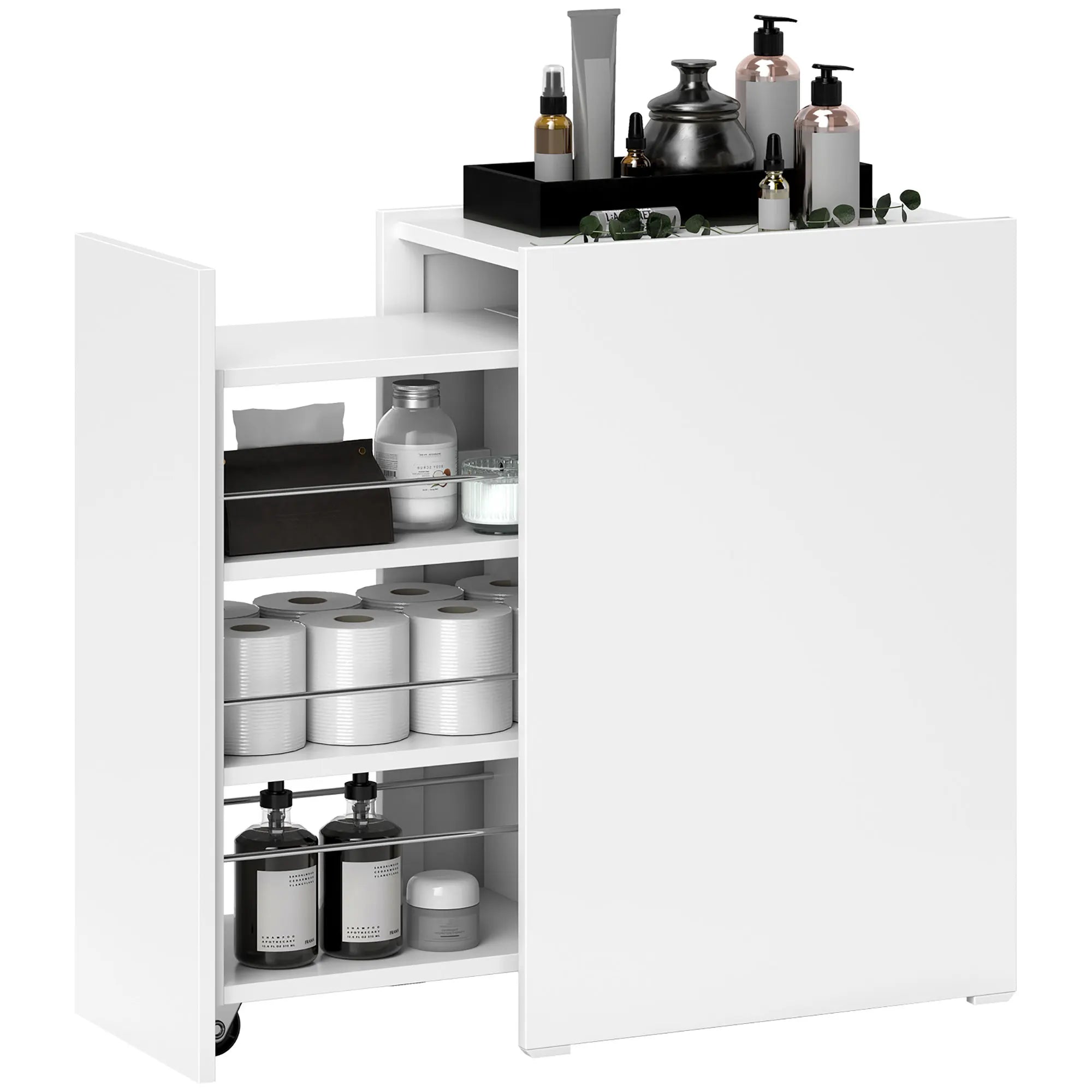 Mueble auxiliar blanco con ruedas
