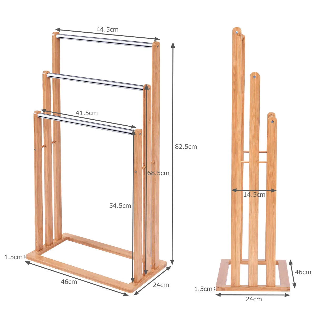 Toallero de pie de bambú y acero