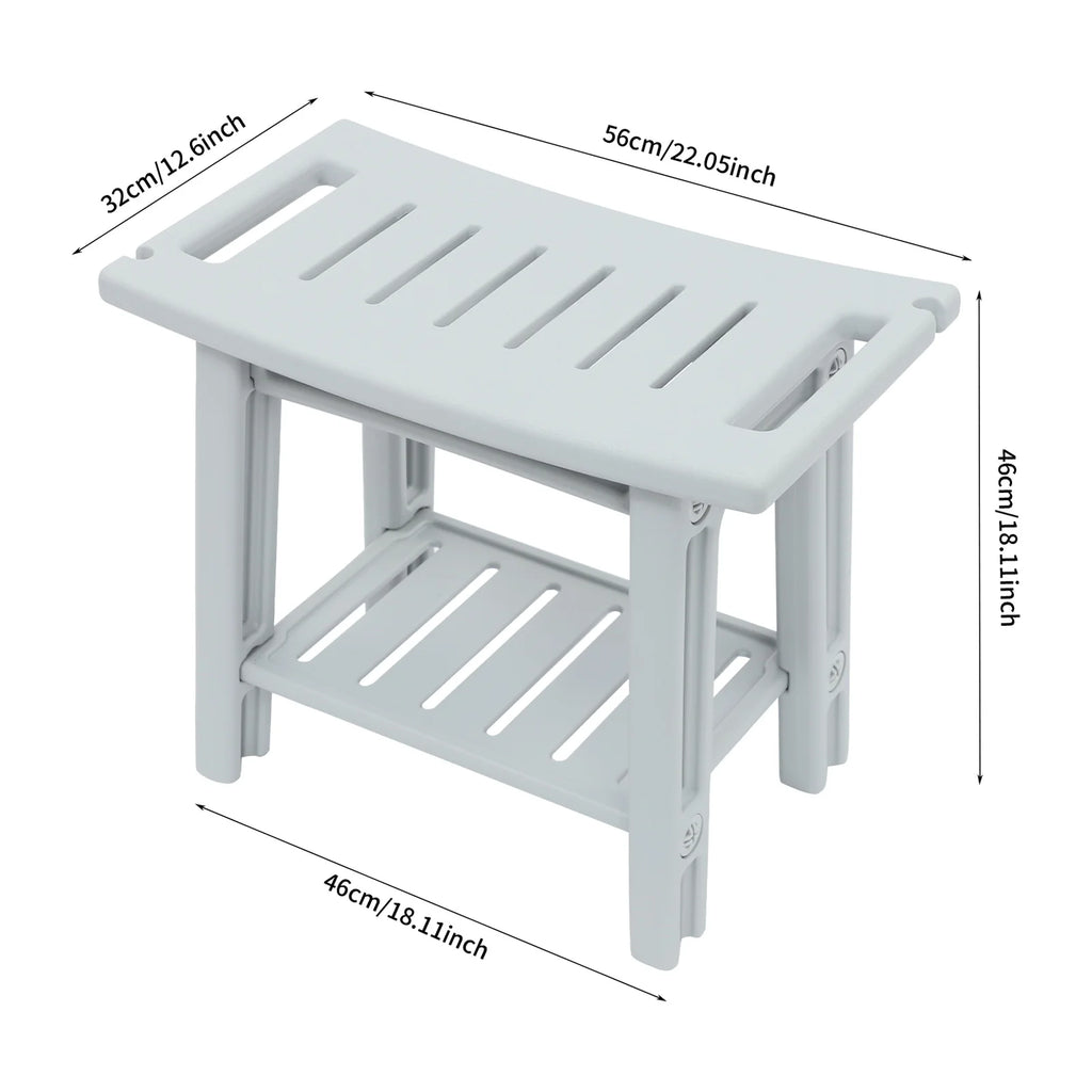 Banco de ducha con estante