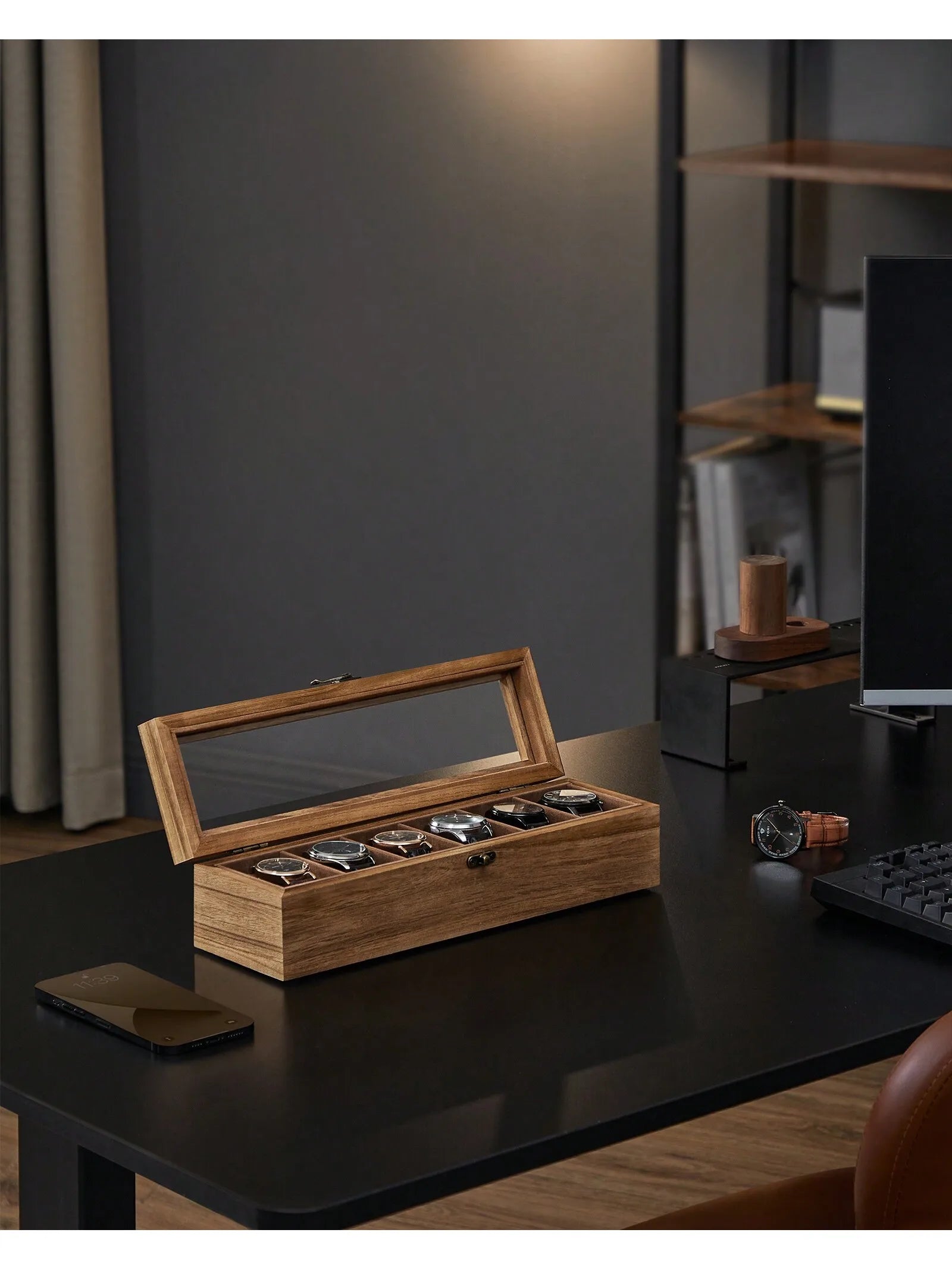 Caja organizadora para relojes de madera