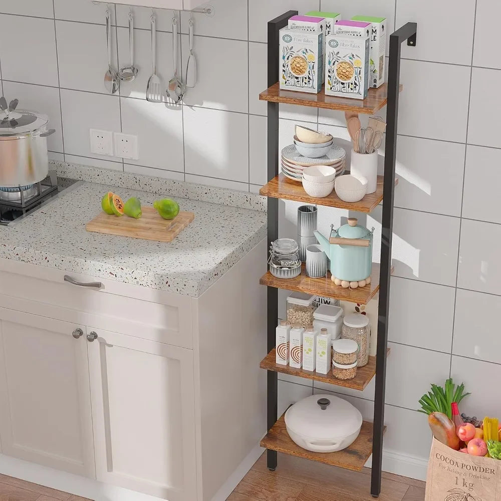 Estantería de madera y metal