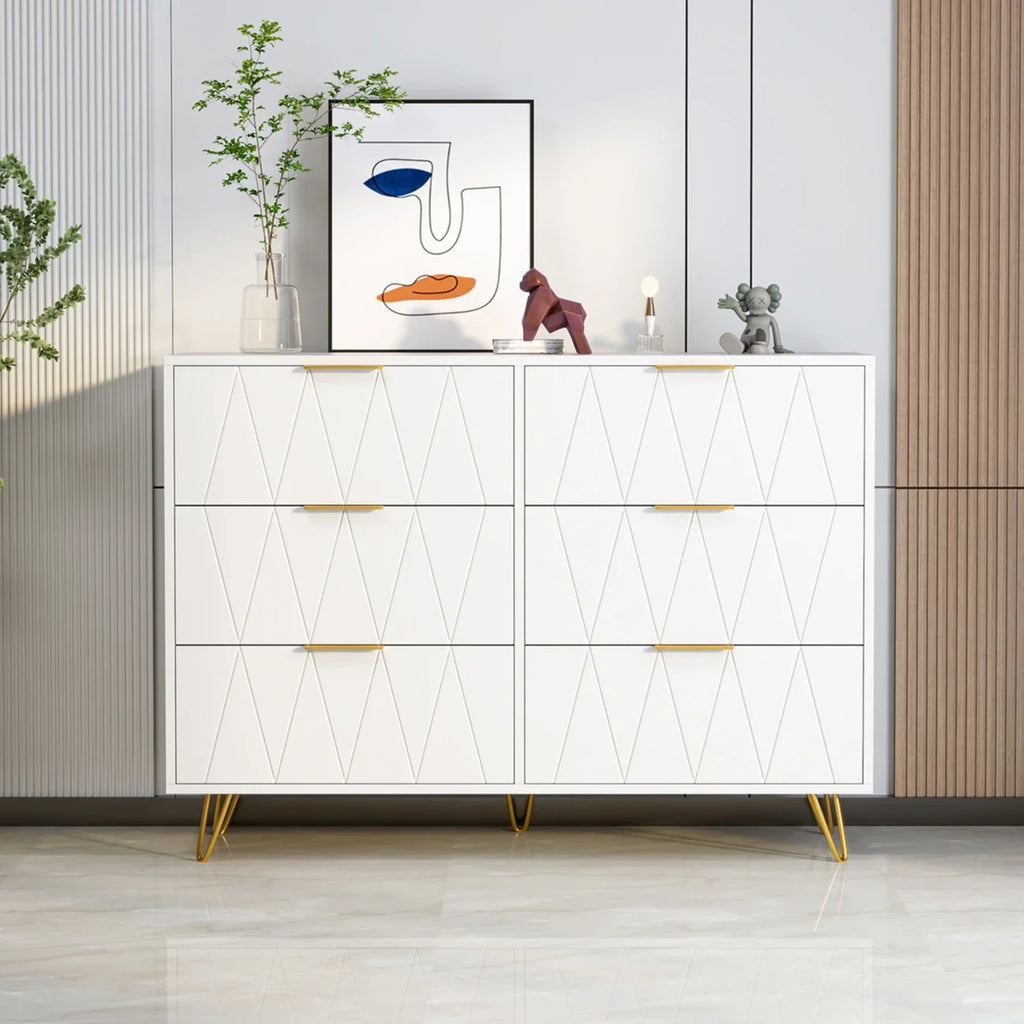 Cómoda blanca con 6 cajones