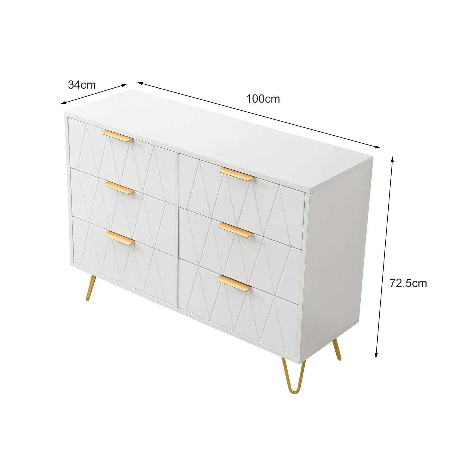 Cómoda blanca con 6 cajones