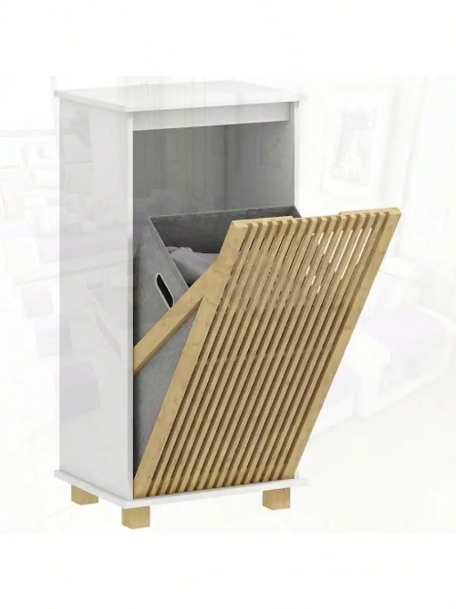 Mueble de baño con cesta de bambú