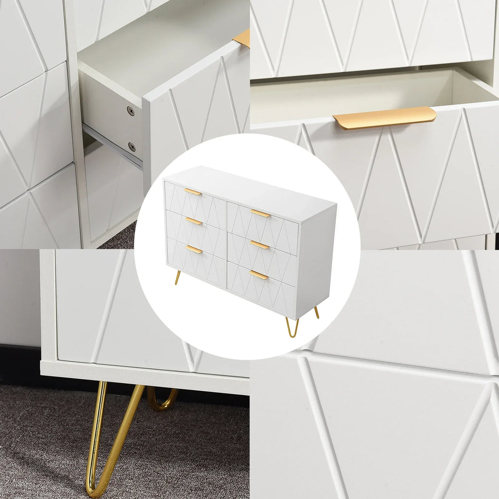 Cómoda blanca con 6 cajones