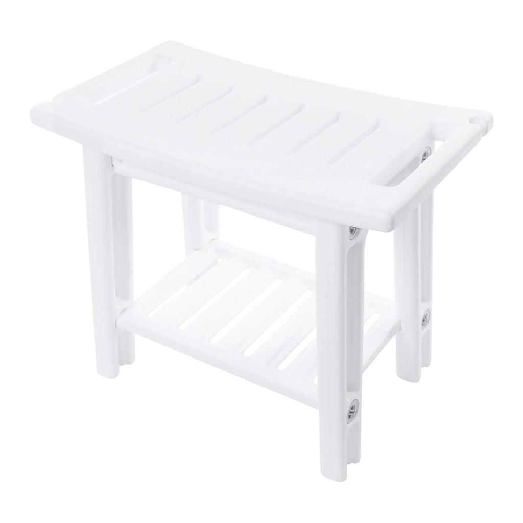 Banco de ducha con estante