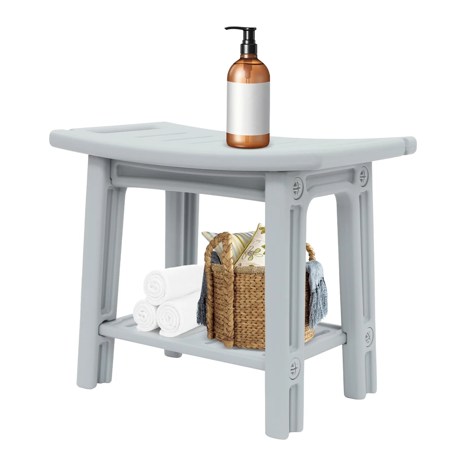 Banco de ducha con estante