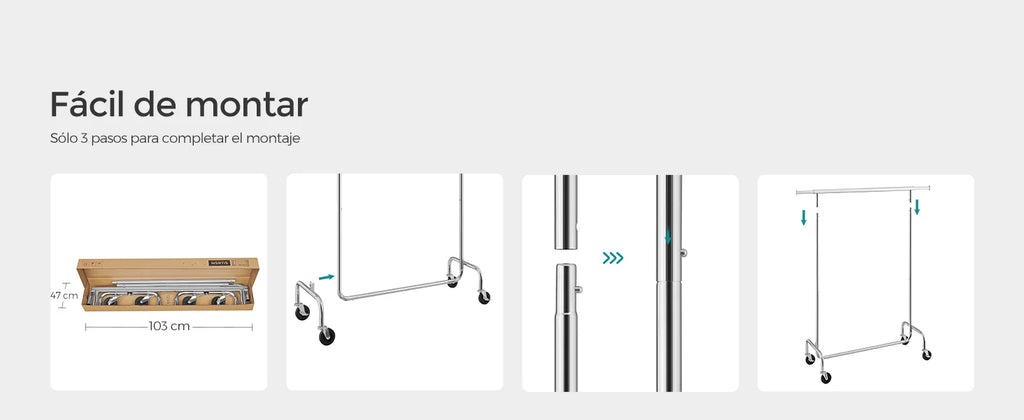 Perchero metálico con ruedas