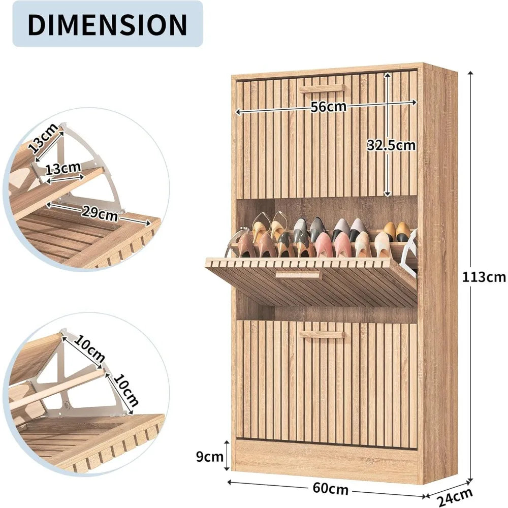 Zapatero escandinavo de madera con 3 cajones abatibles