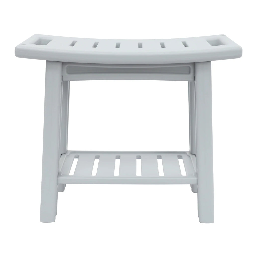 Banco de ducha con estante