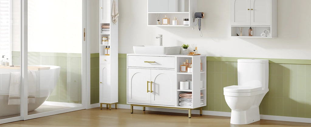 Mueble bajo lavabo con cajón y estantes