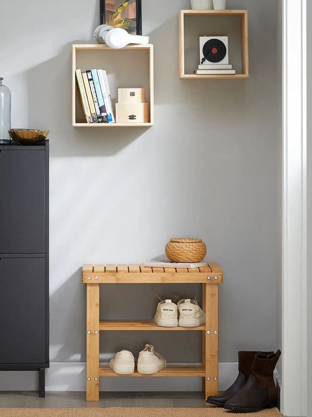 Banco zapatero de bambú