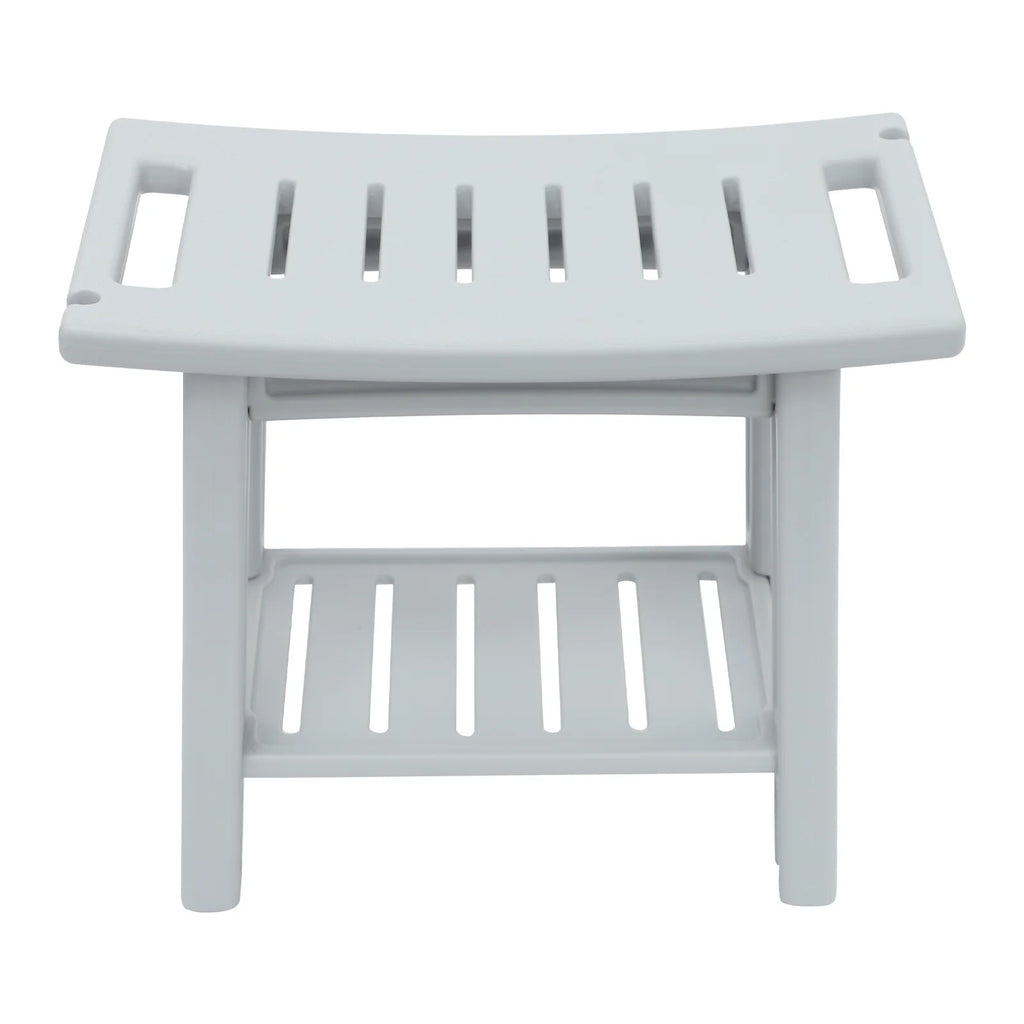 Banco de ducha con estante