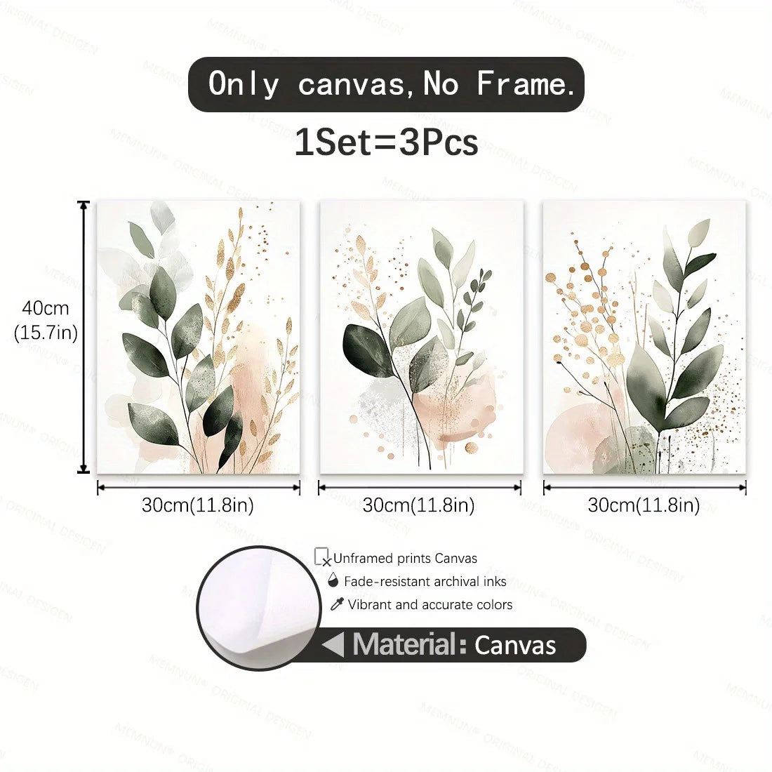 Láminas botánicas 30x40 cm (pack 3)