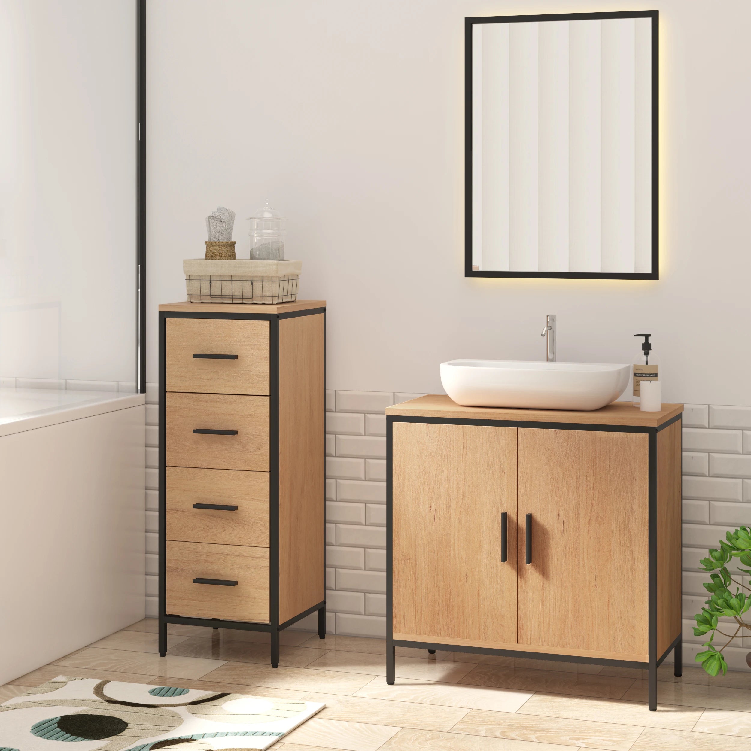 Mueble bajo lavabo con estante interior