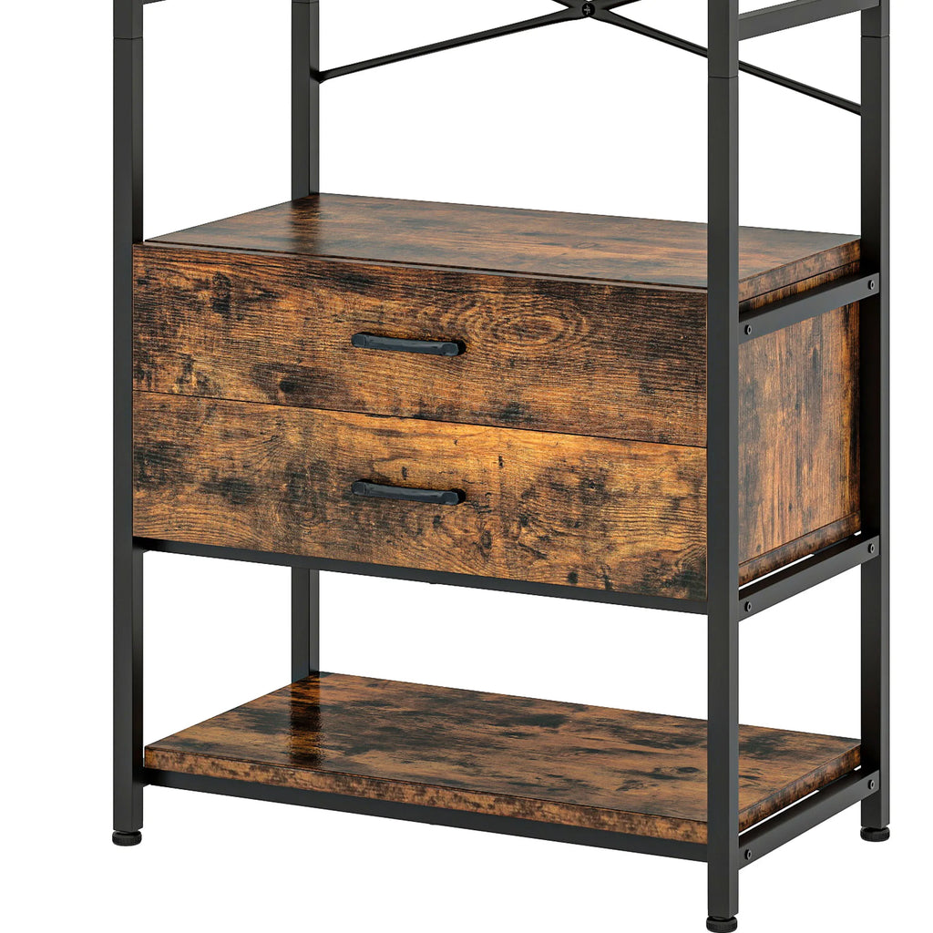 Perchero industrial con zapatero y cajones