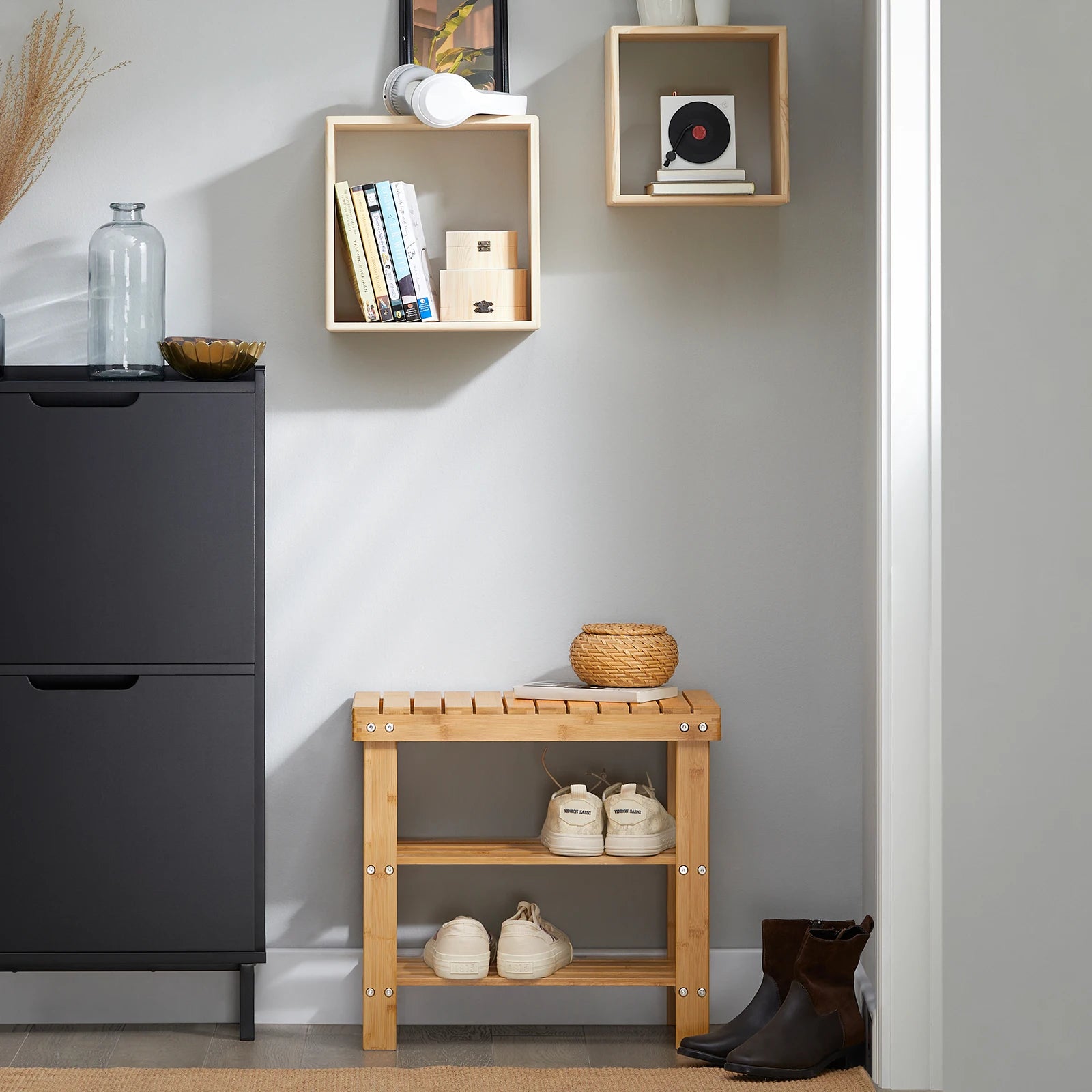 Banco zapatero de bambú