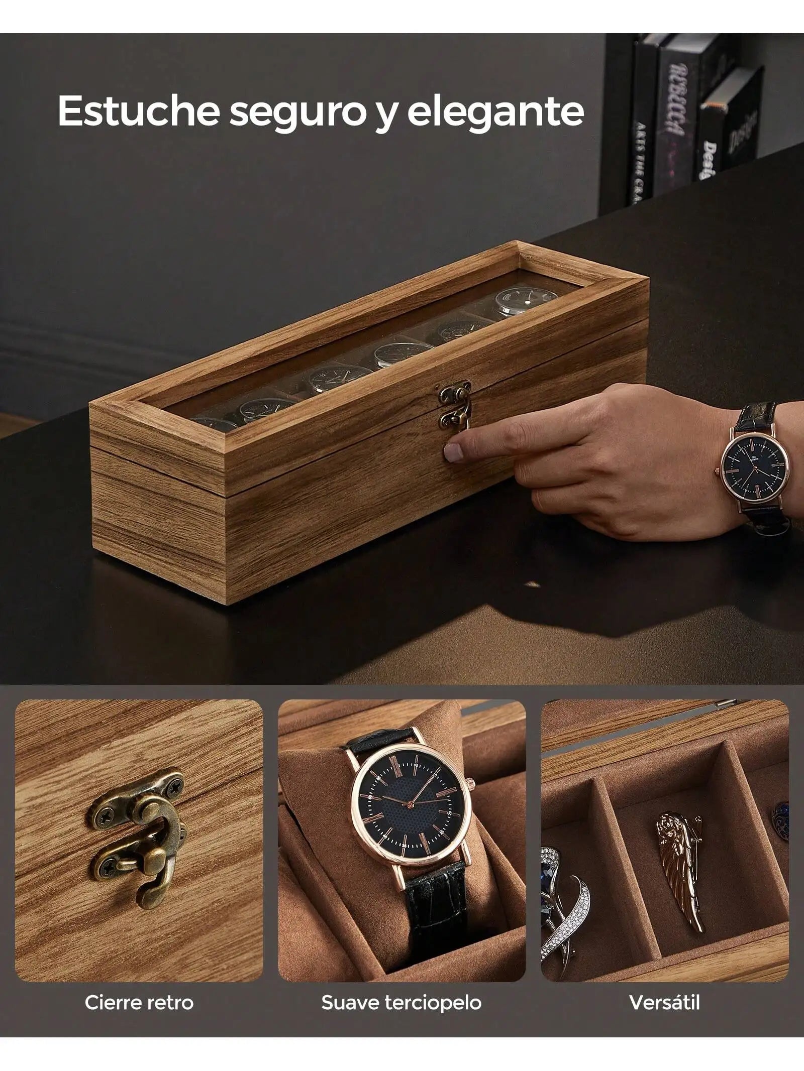 Caja organizadora para relojes de madera