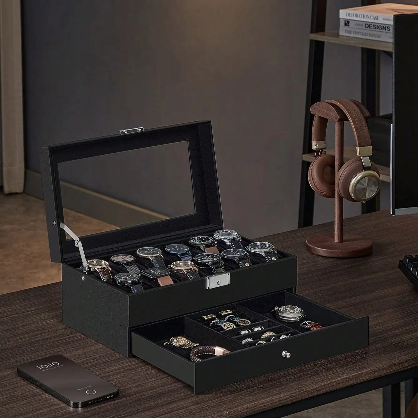 Caja organizadora para relojes y joyas