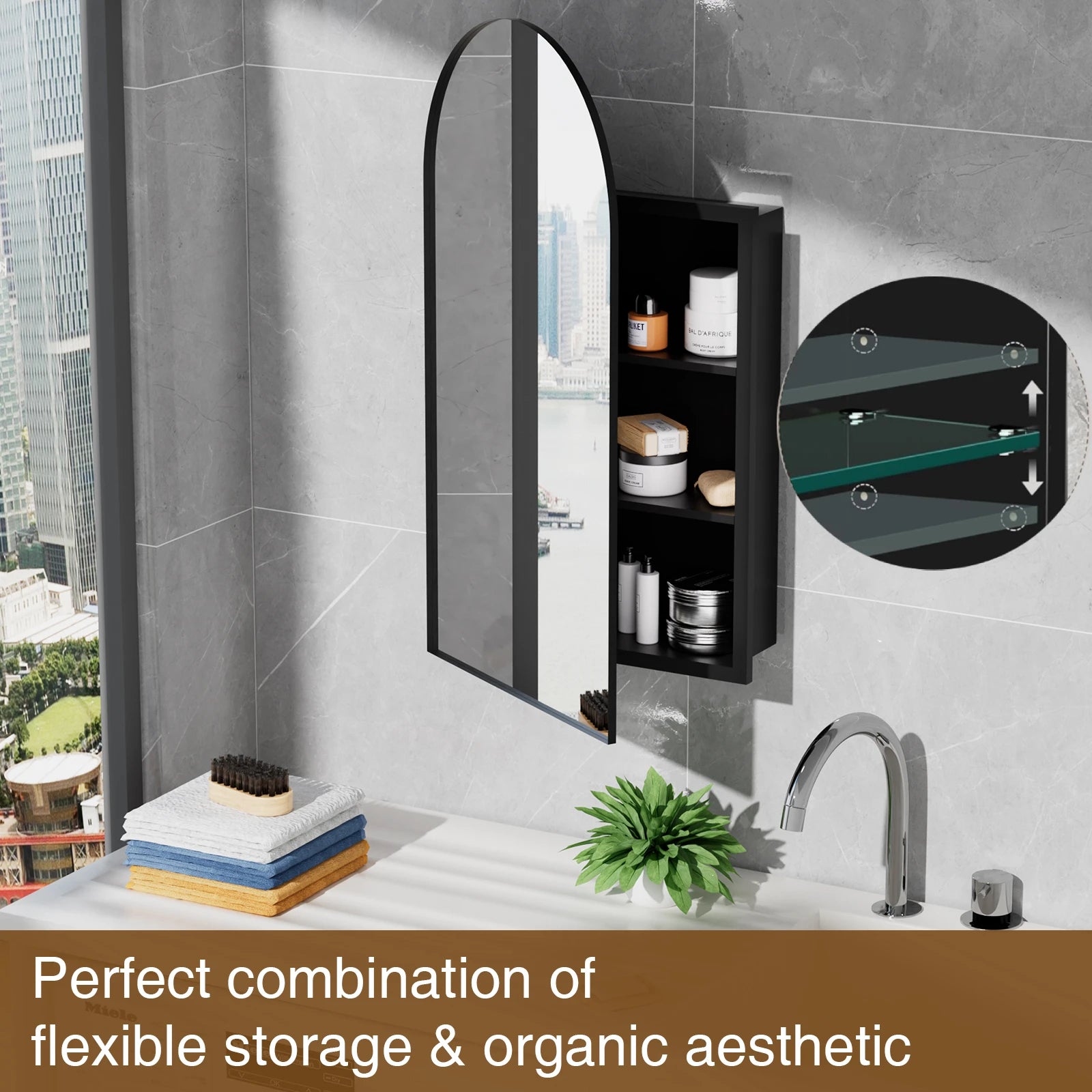 Espejo con armario arqueado