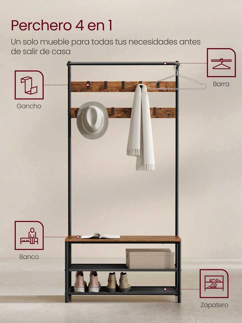 Perchero con zapatero