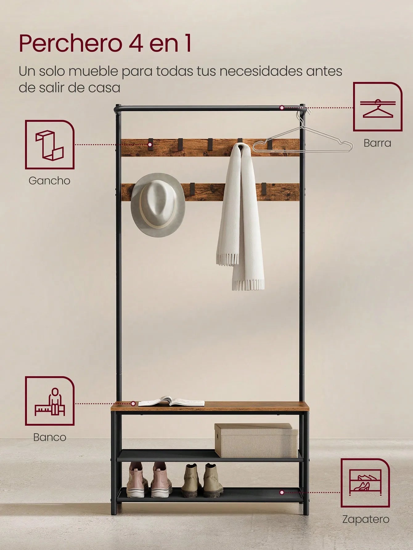 Perchero con zapatero