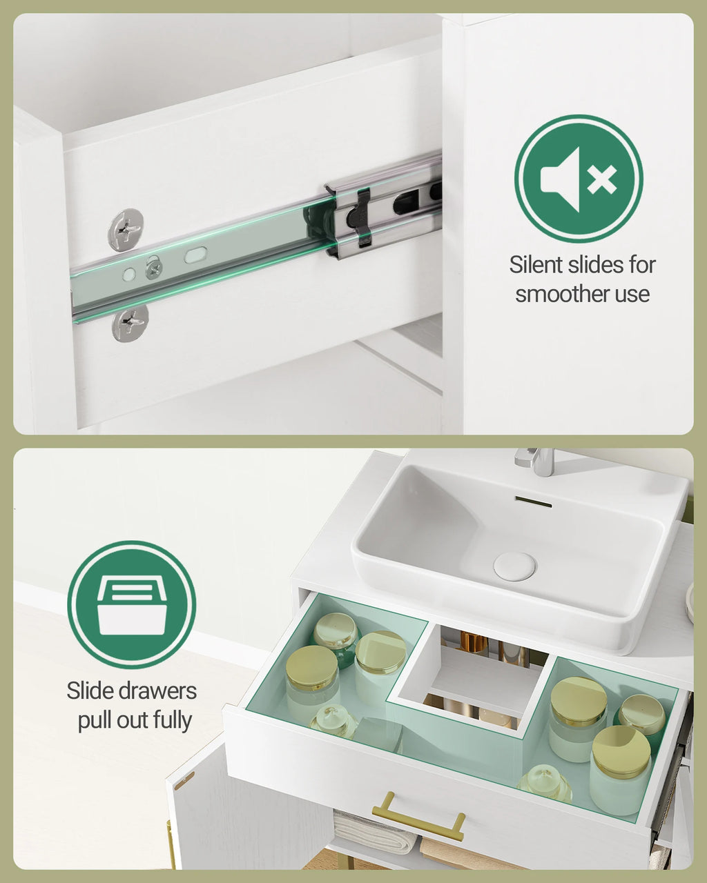 Mueble bajo lavabo con cajón y estantes