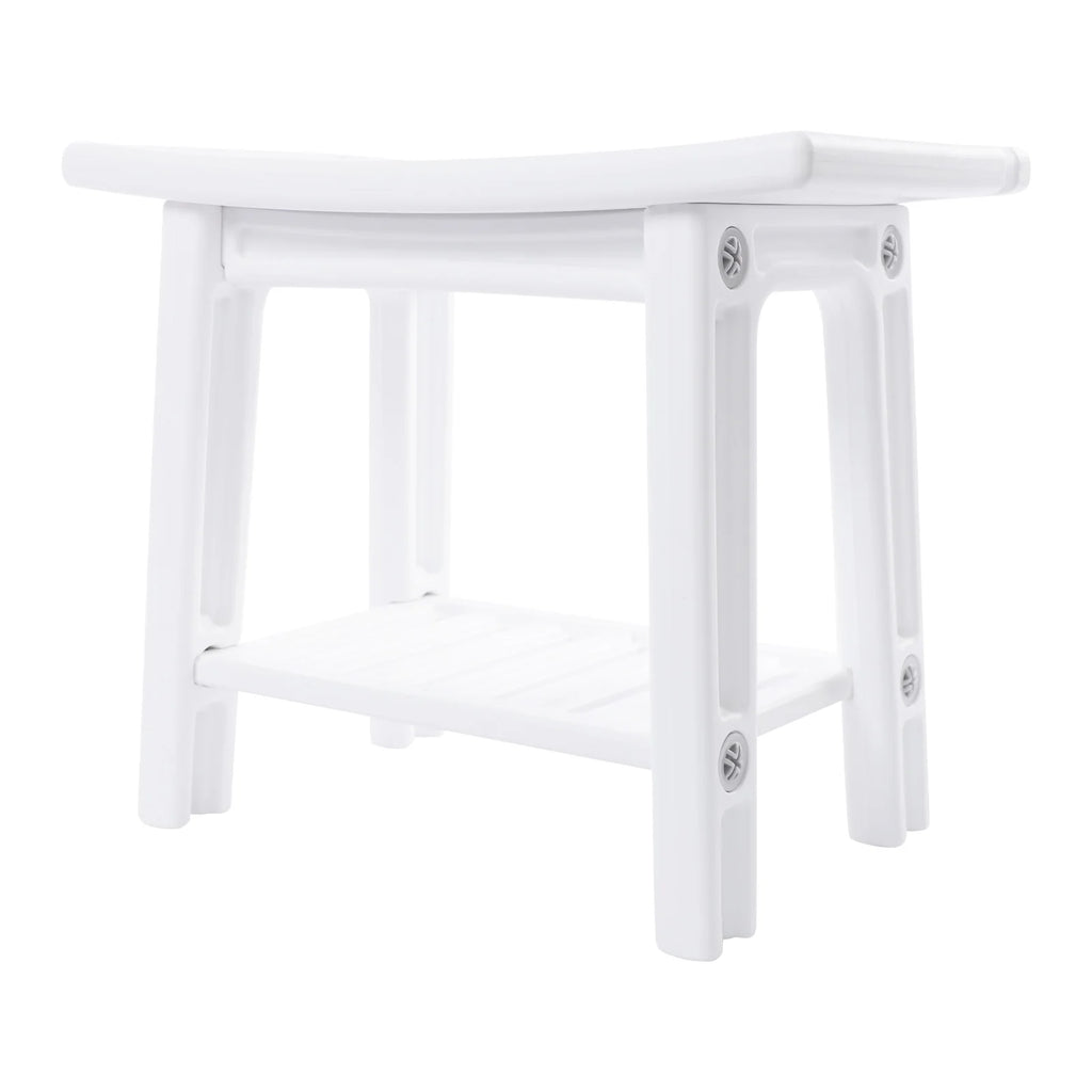 Banco de ducha con estante